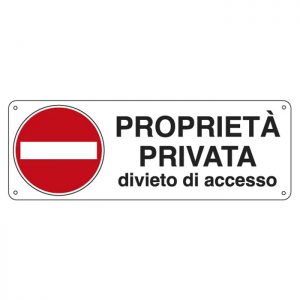Cartello 35×12,5 vietato l’ accesso proprietà privata