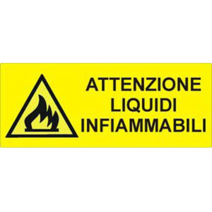 Cartello Pericolo Attenzione Liquidi Infiammabili 350×125