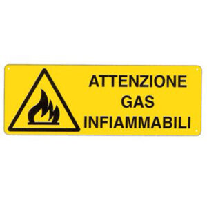 Cartello Pericolo Attenzione Gas Infiammabili 350×125