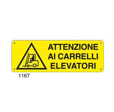 Cartello Pericolo Attenzione Carrelli Elevatori 350×125