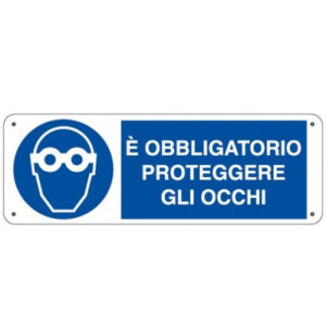 Cartello Obbligo Obbligatorio Proteggere Gli Occhi 350×125