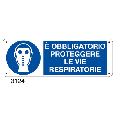 Cartello Obbligo Protezione Vie Respiratorie 350×125